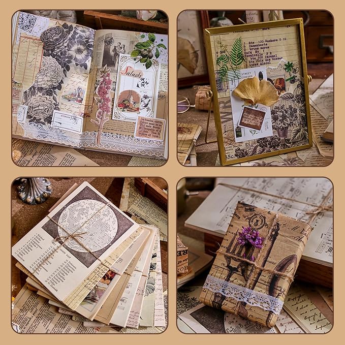 120Pcs Vintage Scrapbook Paper Kit - Image 6