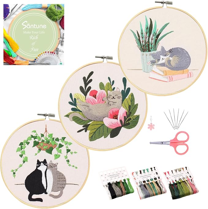 Santune 3 Pack Embroidery Kit for Beginners by Santune