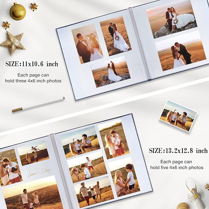 potricher Large Photo Album Self Adhesive 4x6 5x7 8x10 Pictures Linen Cover 40 - Image 3