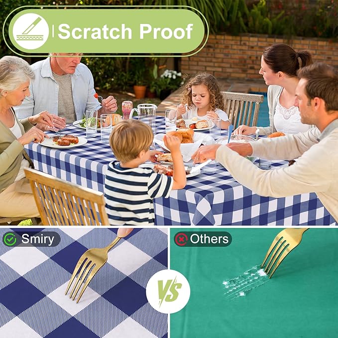 Smiry Rectangle Table Cloth, Waterproof Vinyl Tablecloths - Image 5