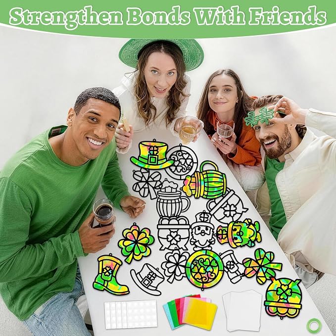 32 Sets St. Patrick's Day Suncatchers Craft Kit - Image 5
