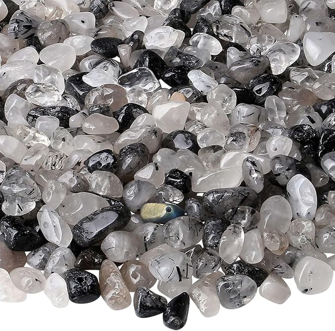 LAIDANLA Black Rutilated Quartz 400pcs Natural Chip Stone Beads 5-8mm Healing - Image 2
