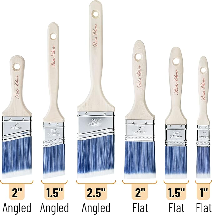 Bates- Paint Brushes, 6 Pack, Treated Wood Handle Brushes - Image 2