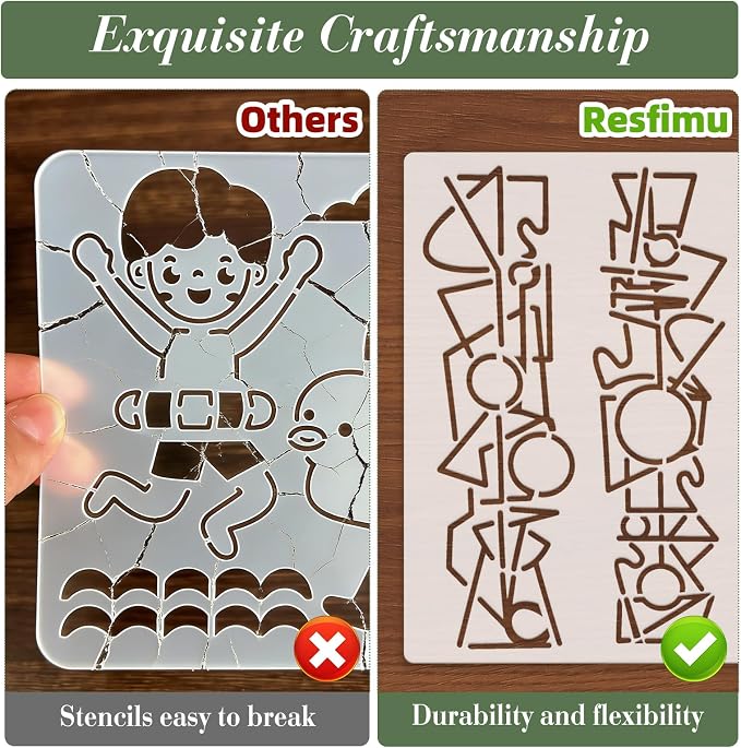 Geometric Texture Stencils for Crafts Reusable 16Pcs Stencils | DIY Art - Image 3