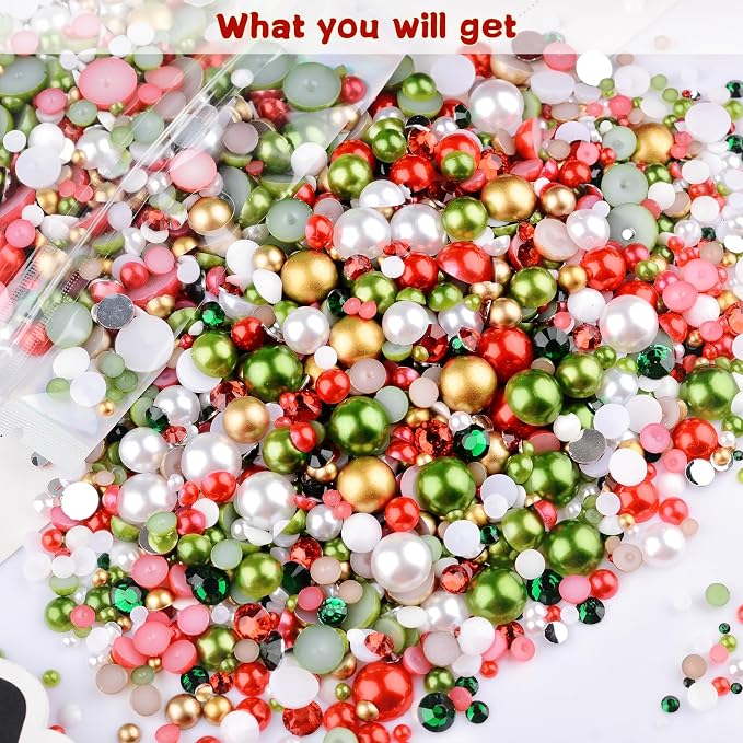 75g Mix Resin Pearls Rhinestones Kit, 3-10mm Half Pearls and 2-6mm Flatback - Image 7