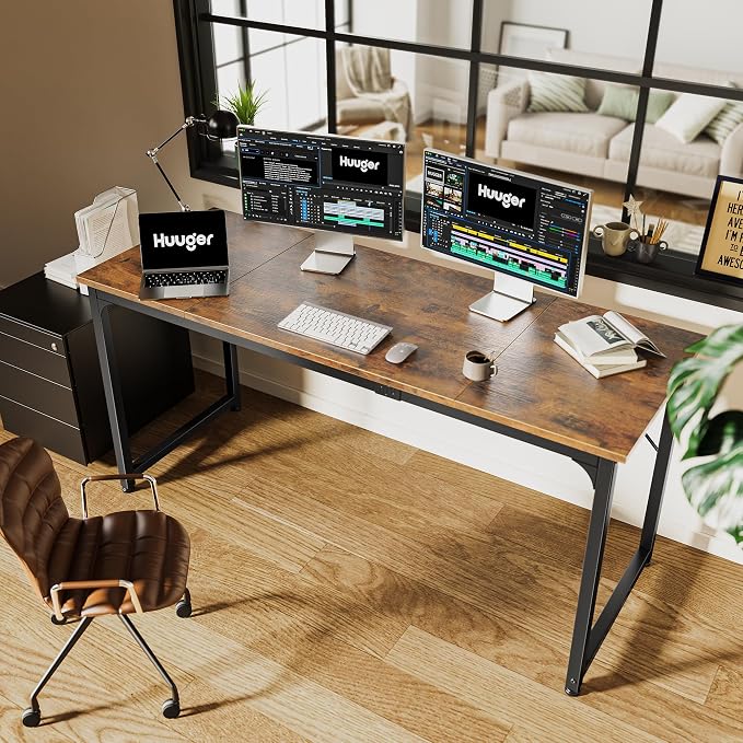 Huuger Computer Desk, 63 Inch Office Desk, Gaming Desk - Image 6