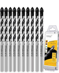 TITGGI 3/16" (10PCS) Masonry Drill Bit Set & Cement Drill Bits, Professional Concrete Drill Bit Set for Glass/Brick/Plastic/Cement/Wood/Tile/Etc, Industrial Strength Carbide Drill Bit Tip