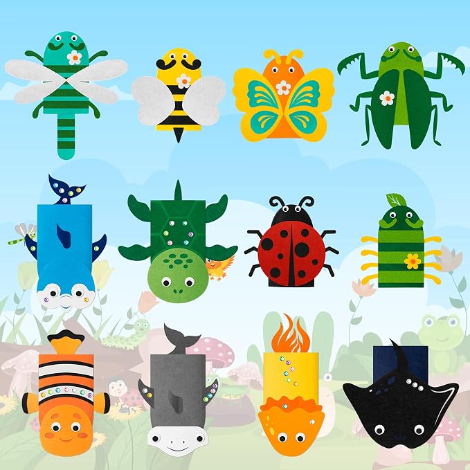 WATINC 12Pcs Hand Puppet Making Kit, Art Craft Felt Sock Puppet Toys, Creative - Image 4