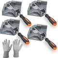 Corner Clamps for Woodworking, 4 Pack Durable Premium Aluminum Alloy Wood Clamps with Electroplated Spiral Rod and Ergonomic Handle, Corrosion-Resistant 90 Degree Clamp, Including Cut Resistant Gloves