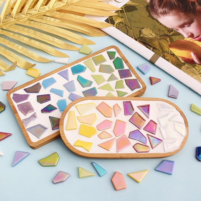 Youway Style Iridescent Cream Glass Mosaic Tiles - Image 8