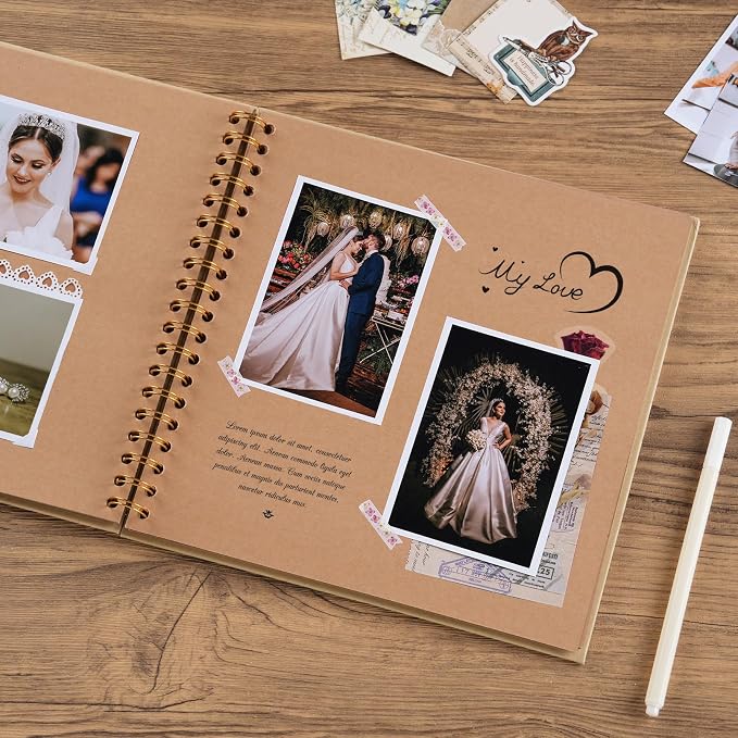 potricher 10 x 10 Inch DIY Scrapbook Album 40 Pages Hardcover Kraft Paper Scrap - Image 3