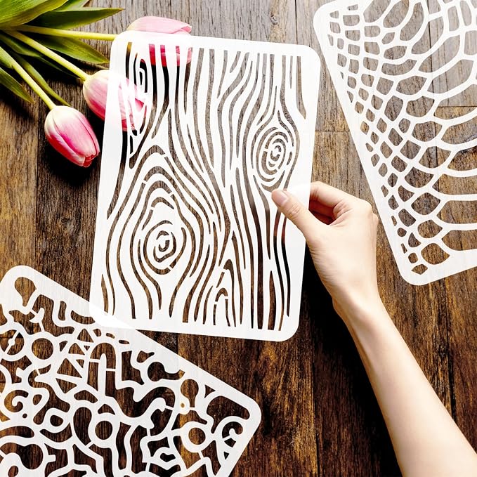 9pcs Abstract Texture Stencil for Painting Artistic Pattern Painting Crafts - Image 7