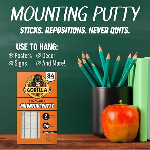 Gorilla Mounting Putty, Natural Tan Color, 84 Pre-Cut Squares - Image 2