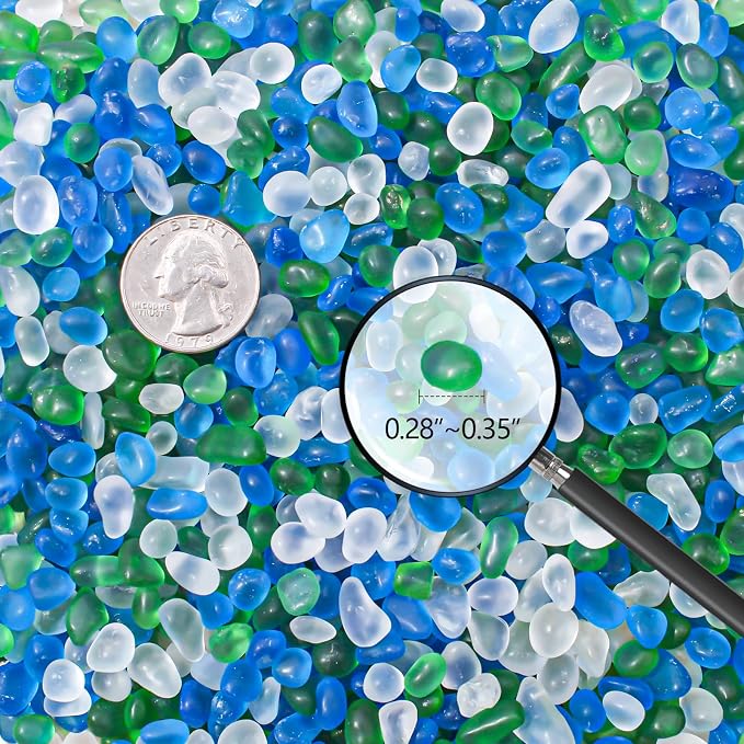 Keedolla 0.5 Lb Blue Green Betta Fish Tank Rocks Gravel Frosted Glass Beads - Image 4