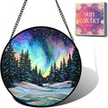 Northern Lights Acrylic Suncatcher Faux Stained Glass Window Hanging 7.8" | by Unknown