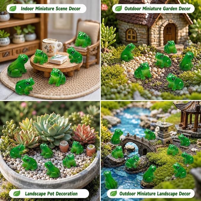 Exasinine 50 Pcs Mini Frogs Resin Green Frog Miniature Figurines Animals Model - Image 7