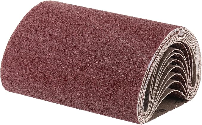 uxcell 10pcs 8" x 19" Sanding Belts 36 Grits Aluminum Oxide Abrasive Belt Sander Paper Sanding Papers for Metal Wood Grinding Polishing, Reddish Brown