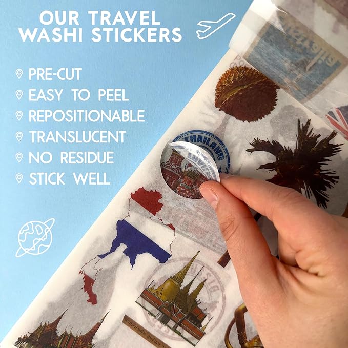 Fayware 300+ Travel Stickers for Scrapbooking & 20 A5 Papers - Image 4