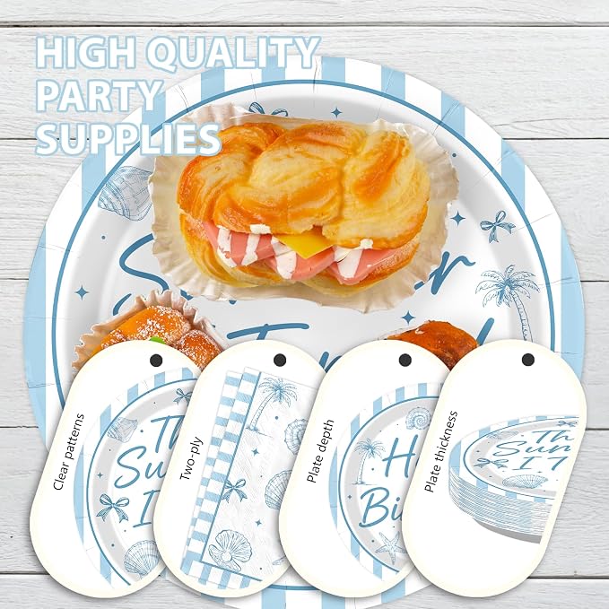 168 Pcs Summer 15th Seashell Birthday Party Decorations Serves 24 | Coastal - Image 4
