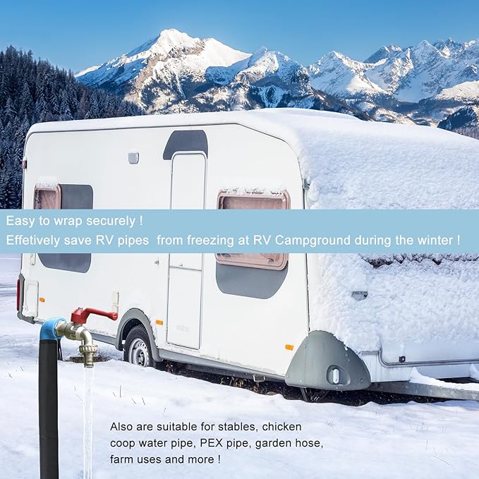 2Pcs Water Pipe Heat Blanket, 39"x7" Stickable Water Pipes Heater Tape with 6.6Ft Cable Foil Pipe Warmer Water Line Insulation Wrap Pipe Freeze Protection for Outdoor Pipe RV Sewer Hose, Max140˚F，110V