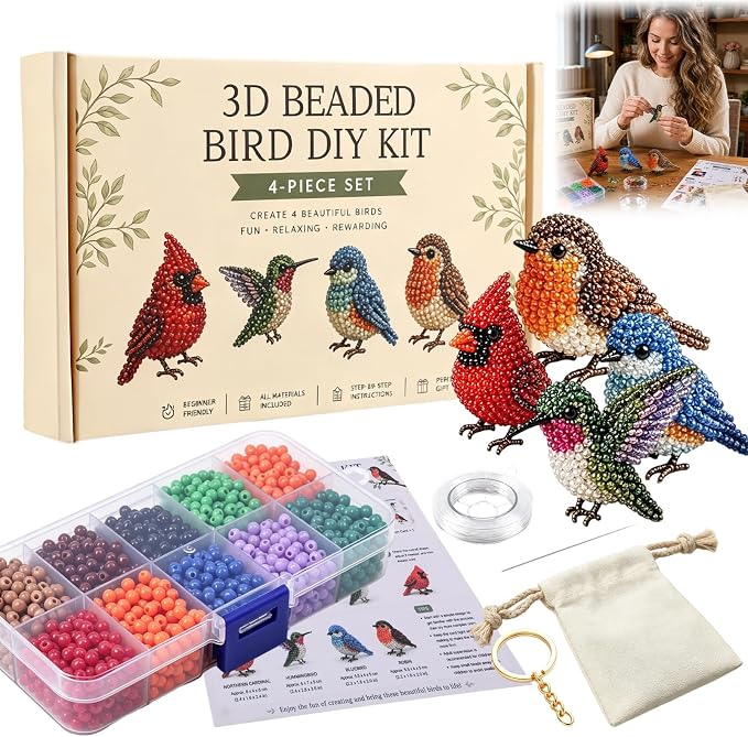 Kanroadi 3D Beaded Animal Kit, Beaded Animal Kit, Cute Animal Beading Craft Set by Kanroadi