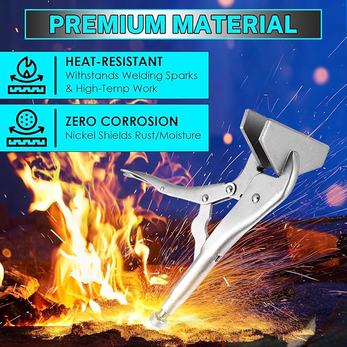 NATGAI 1 Pack 10 Inch Locking Sheet Metal Clamp, Welding Pliers with Adjustable Opening, Nickel Plated Carbon Steel Duckbill Locking Plier for Metalworking, Sheet Metal Bending and Clamping (1 Pack)