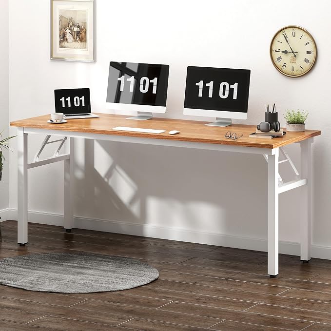 Need Large Folding Computer Desk, 62 Inch Writing Table, Teak | No-Assembly - Image 6