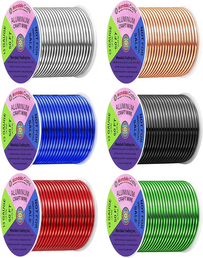 Mandala Crafts 13 GA Black Red Green Assorted Anodized Aluminum Craft Wire | by MandalaCrafts