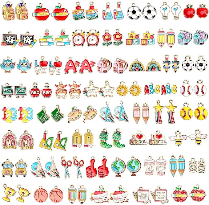 SANNIX 110 Pieces School Themed Charms Bulk, Teacher Jewelry DIY Craft Supplies - Image 8