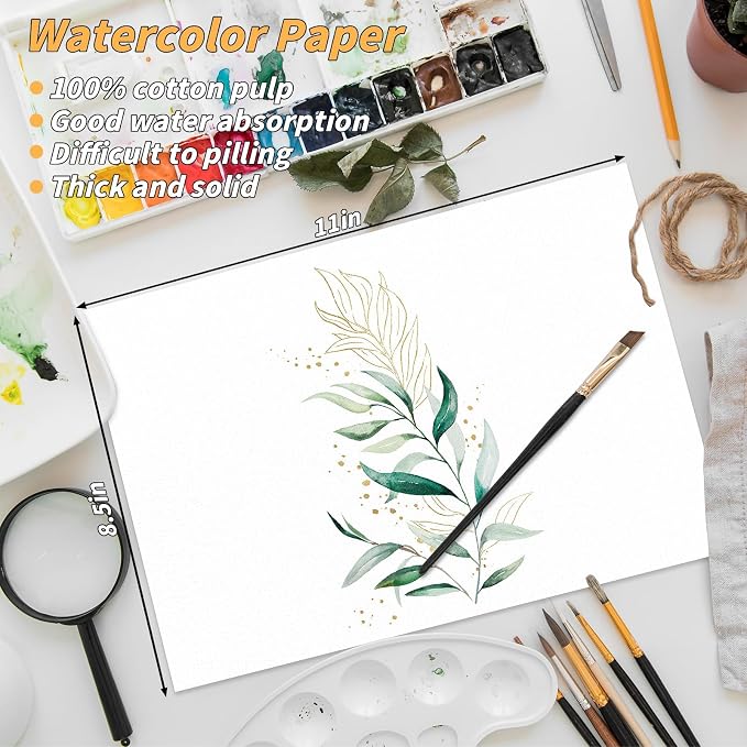 300 Sheets Cotton Watercolor Paper Bulk -140LB/300GSM Art Paper-8.5 x 11 inch - Image 2