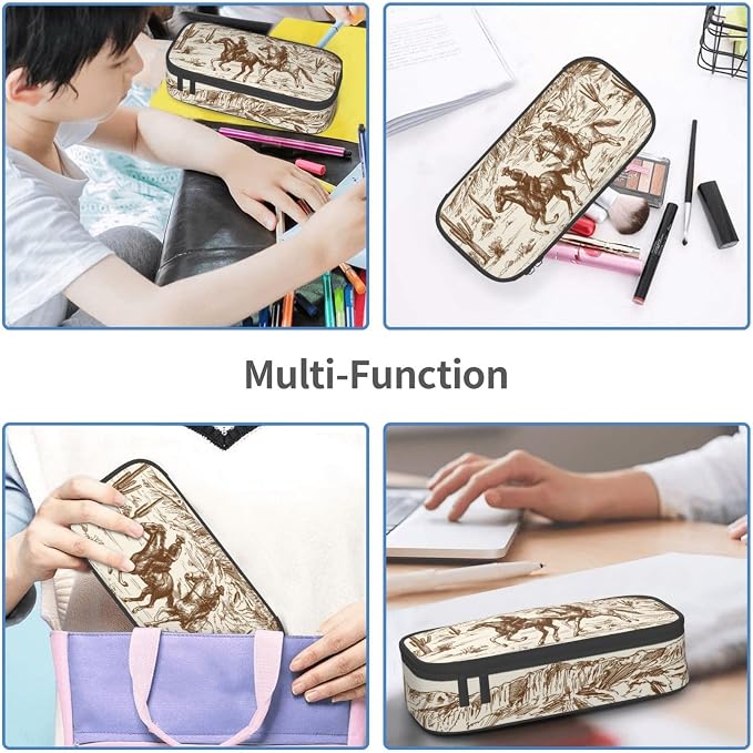 Western Vintage Desert Cactus Cowboy Pencil Case Organizer Big Capacity Pencil - Image 7