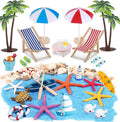 31 Pcs Beach Miniature Dollhouse Decoration, Umbrella Palm Chair Miniature Toys by EIKEJI