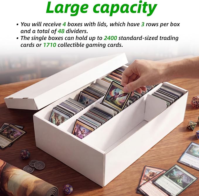 Calenzana 2400-Count Trading Cardboard Card Storage Boxes 4 Pack, 3 Row White - Image 4