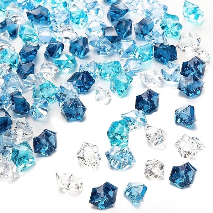 DomeStar 150PCS Assorted Blue Fake Ice Rocks Vase Fillers, Aquarium Gravels by DOMESTAR