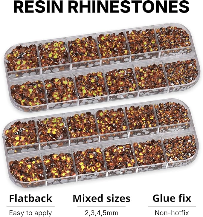 11000PCS Tangerine Rhinestones for Bedazzling, Mixed Sizes Flatback Gems 2 - Image 3