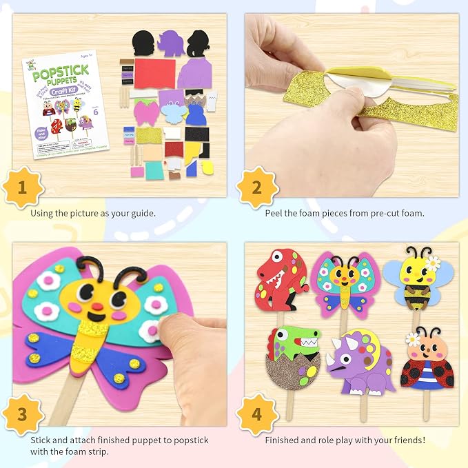 VKPI Make 6 Popstick Puppets Craft Kits - Image 2