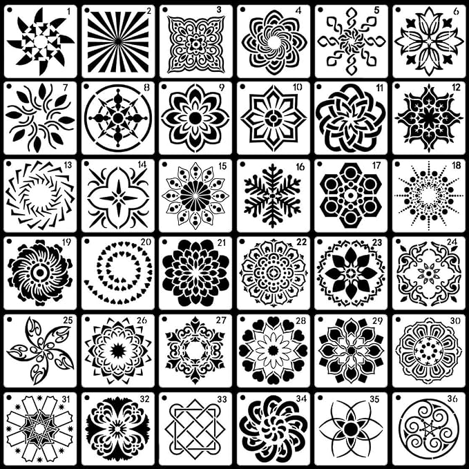 36 PCS Reusable Mandala Stencils - Image 2