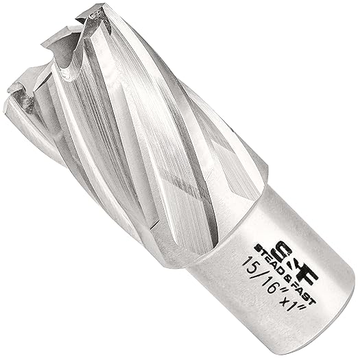 S&F STEAD & FAST Annular Cutter, 15/16" Cutting Diameter x 1" Depth of Cut for Magnetic Drill Press, Drill Bit Cutter, Mag Drill Bits with Pilot Pin