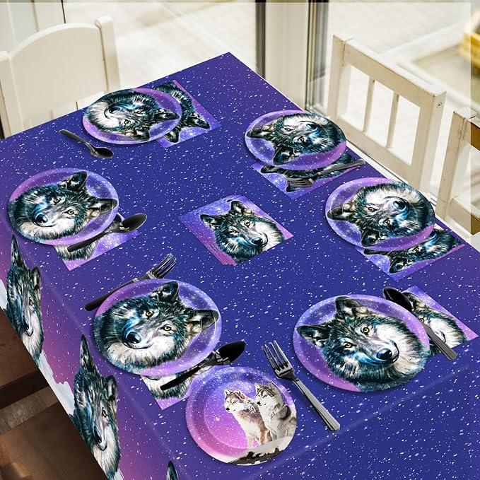 50 Guests Wolf Plates and Napkins Party Supplies Wolf Birthday Party - Image 6