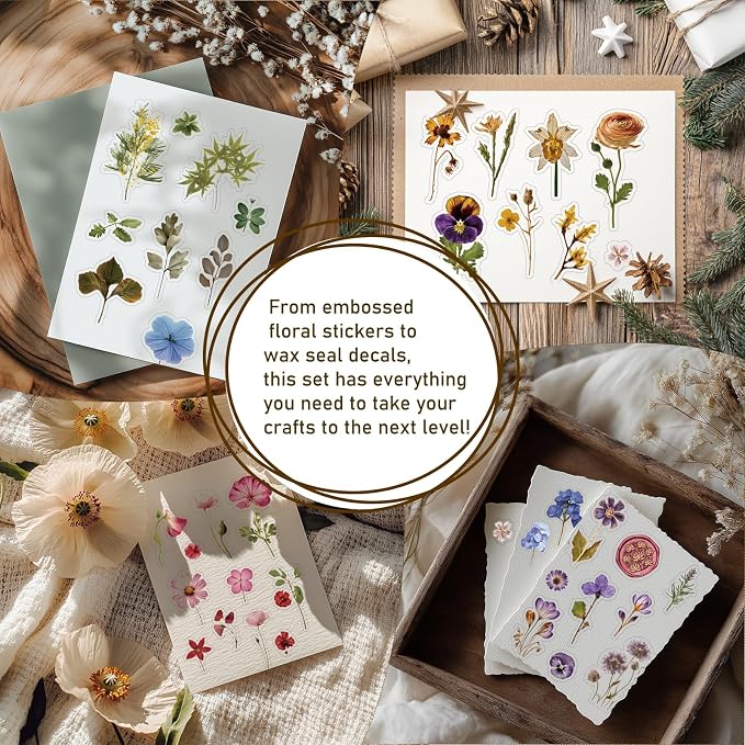 450 Pcs Flower Stickers for Scrapbook Supplies, Dried Pressed Flowers Scrapbook - Image 5
