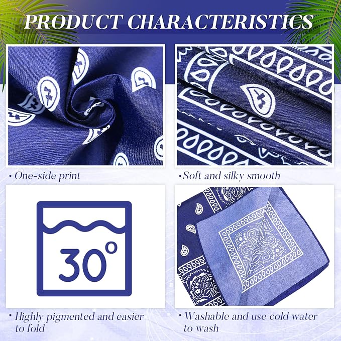 100 Pack Bandanas Unisex Paisley Bandanas Bulk Multi Purpose Cowboy Head Wrap - Image 5