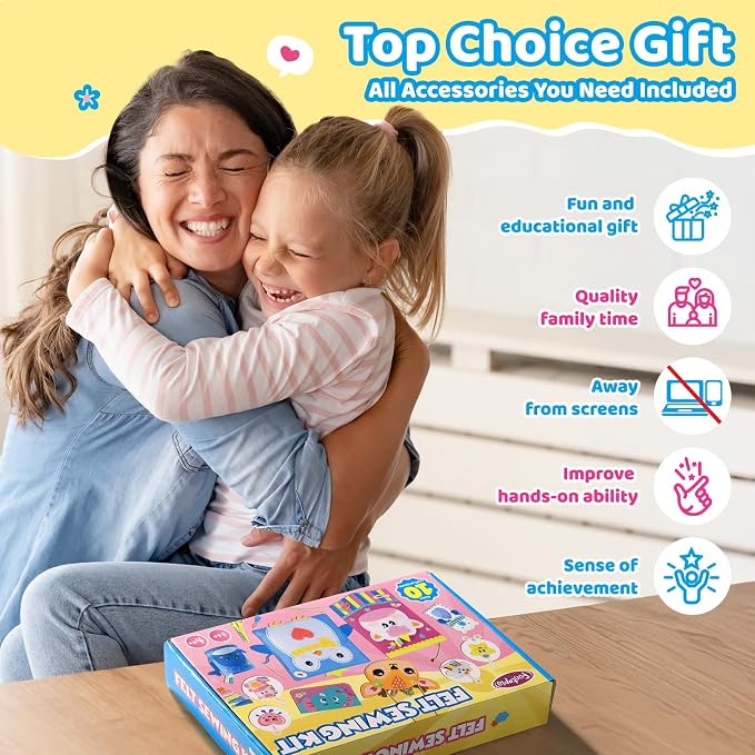 Funtopia Felt Sewing Crafts for Kids Ages 4-12, 10 Easy DIY Projects Kids - Image 6