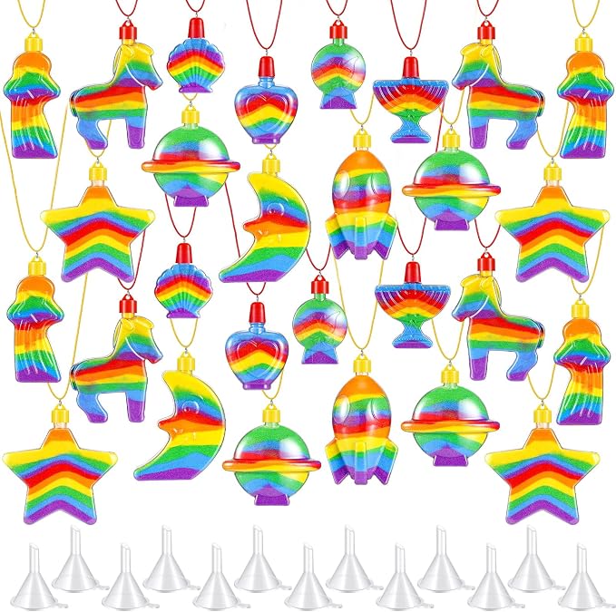 Uiifan 50 Pcs Sand Art Bottle Necklaces Bulk Sand Art Craft Kits by Uiifan