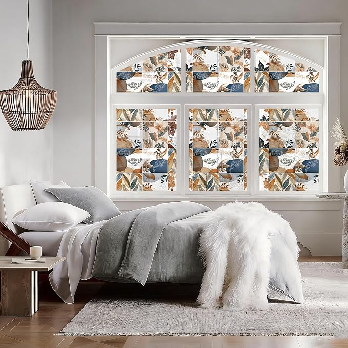 DKTIE Vintage Nature Art Tile Seamless Pattern Bathroom Window Privacy Film - Image 4