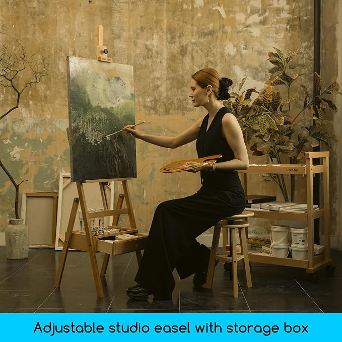 MEEDEN Painting Easel with Storage Drawer, Studio H-Frame Easel- Adjustable - Image 7