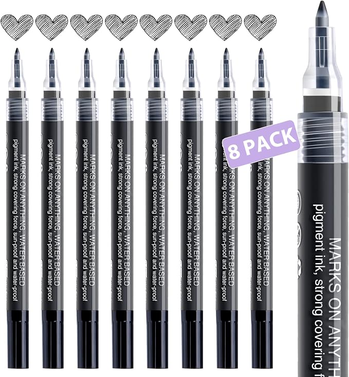 AKARUED Paint Pen, 8 Pack 0.7mm Water Based by AKARUED