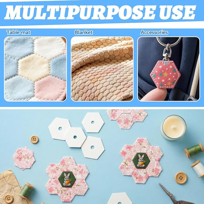 800 PCS Paper Piecing 0.5", Hexagon Quilting Templates - Image 5