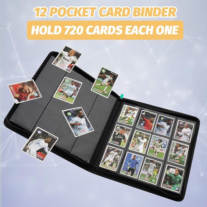 12 Pocket Ringless Side Loading Trading Card Binder, 720 Cards PU Fixed Page - Image 6