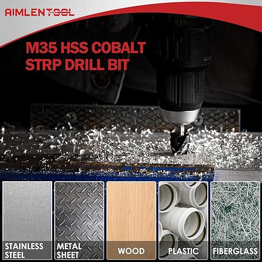 M35 Four Spiral Flute Cobalt Step Drill Bit, 3/16"-7/8" Wear-Resistant TiAlN Coated Four-Flute Step Bit, 1/4" Hex Shank Unibit Step Bit for Metal, Stainless Steel, Aluminum, Wood, Plastic