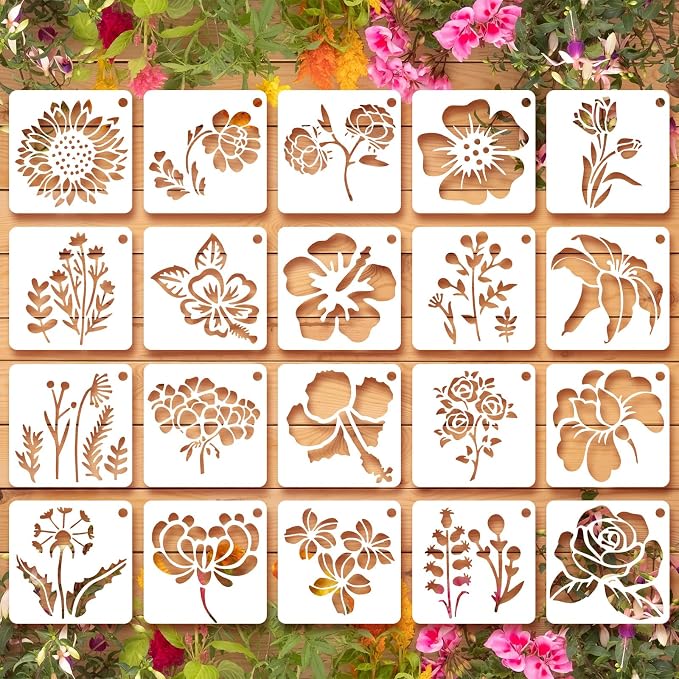 Ymapinc 20 Pcs 2.95 Inch Flower Stencils by Unknown